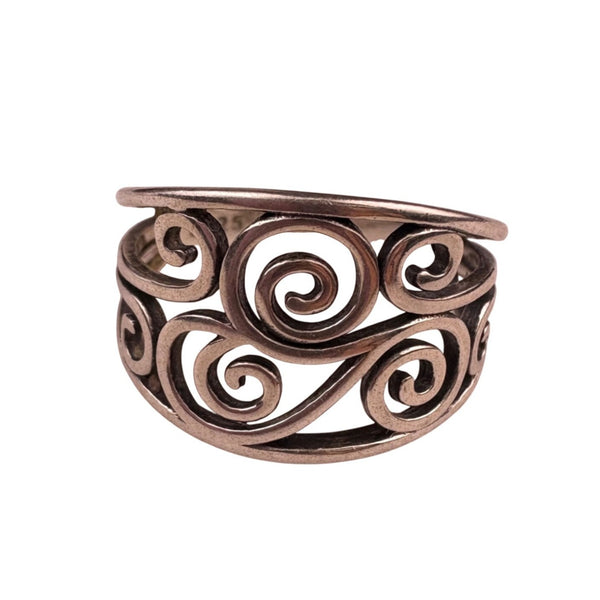 Sterling Silver Womens Swirl Design Ring Openwork Pattern S925