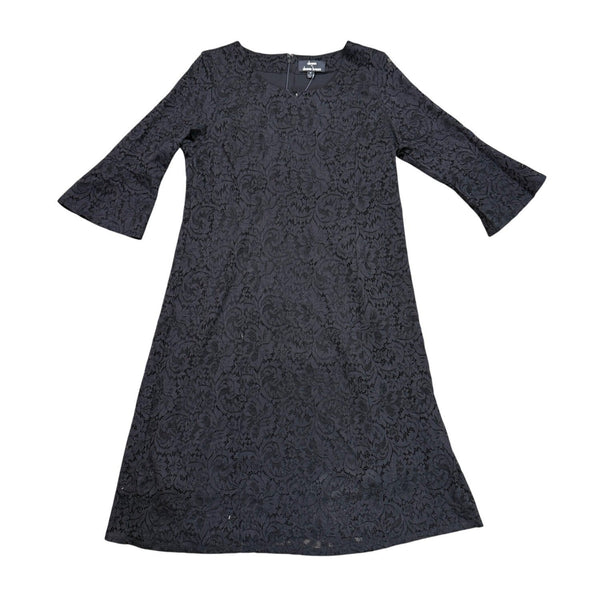 Dennis by Dennis Blanco  Women Black Lace Bell-Sleeve A-Line Dress Size 16