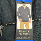 Banana Republic Mens Charcoal Quarter-Zip Pullover Sweater Stylish & Modern Sz L