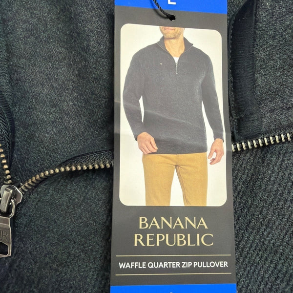 Banana Republic Mens Charcoal Quarter-Zip Pullover Sweater Stylish & Modern Sz L