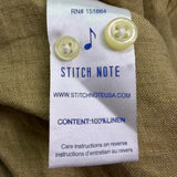 Stitch Note Mens Olive Linen Button-Up Shirt Short Sleeve Lightweight Sz S - New