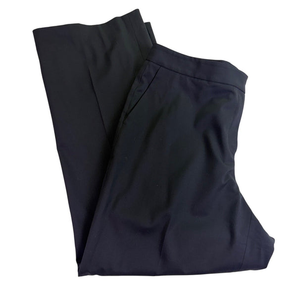 Lafayette 148 Black Wool & Elastane Womens Straight-Leg Trousers Size 12