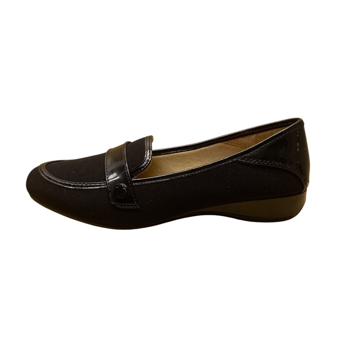 Kelly & Katie Women’s Black Fabric With Patent Trim Slip-On Danic Loafer Size 7M