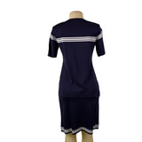 Exclusively Misook Womens Navy Acrylic Two-Piece Knit Top & Skirt Set Size XS P