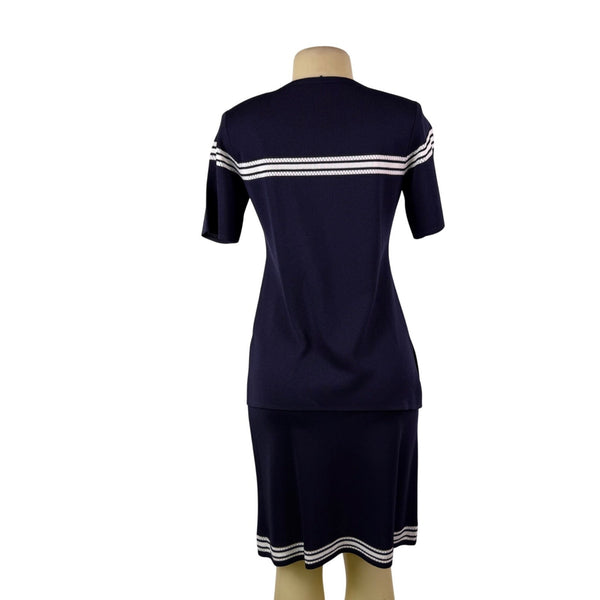 Exclusively Misook Womens Navy Acrylic Two-Piece Knit Top & Skirt Set Size XS P