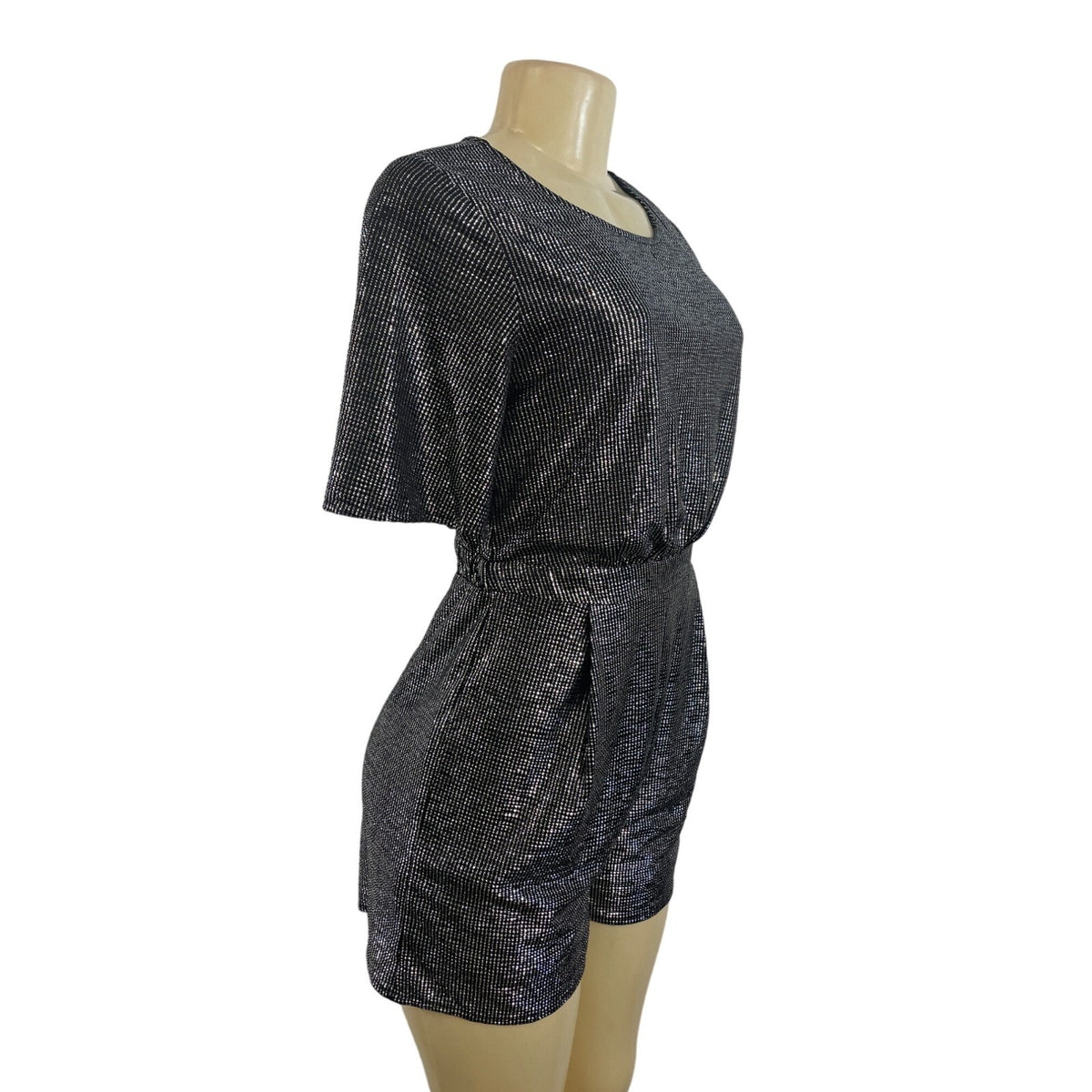19 Cooper Women's Black and Silver Short Pants and Sleeve Jumpsuit Sz XS