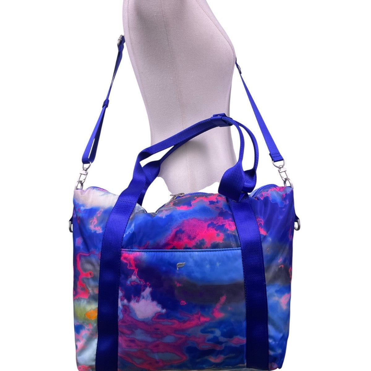 Fabletics Women’s Blue Multicolor Cloud Print Adjustable Straps Tote Bag