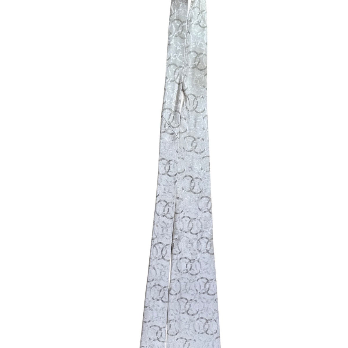 Mens Beige 100% Silk Tie Geometric Pattern Made In Italy