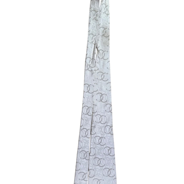 Mens Beige 100% Silk Tie Geometric Pattern Made In Italy