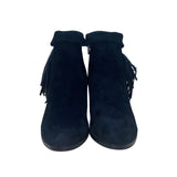 Sam Edelman Women’s Black Suede Fringe Louie Ankle Boots Size 7.5M