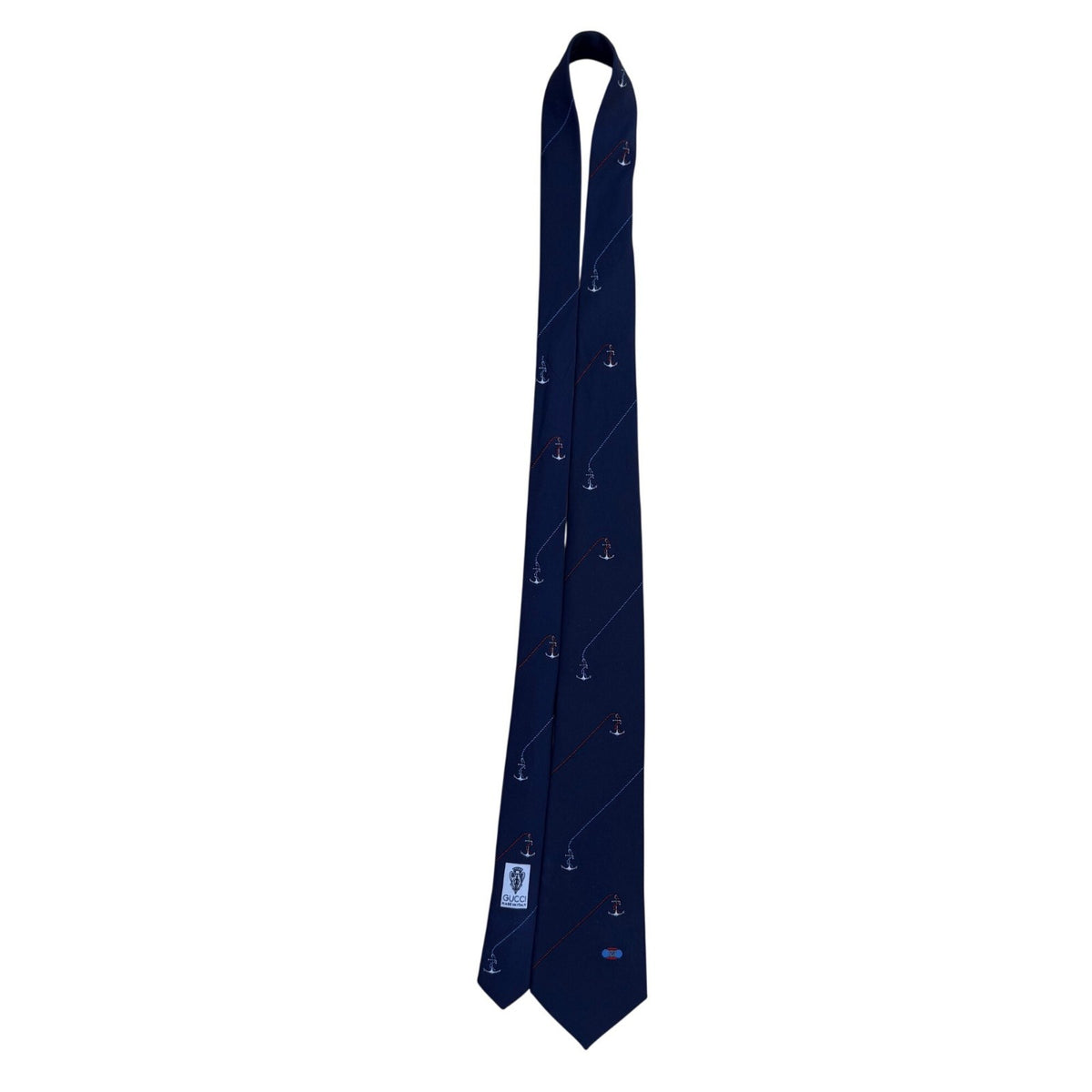Navy Silk Anchor Nautical Tie Accessory Collection Designer Made In Italy