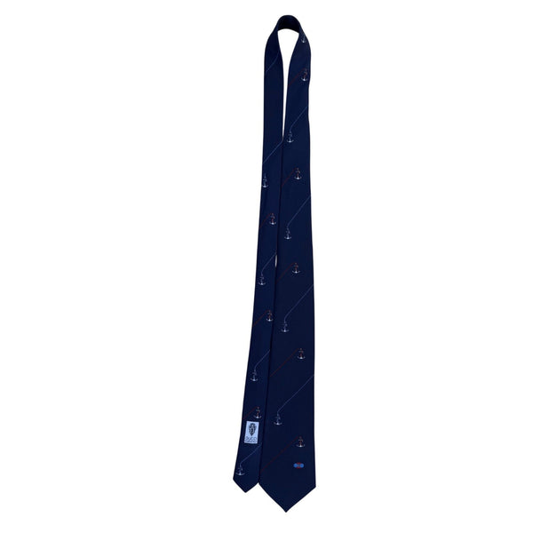 Navy Silk Anchor Nautical Tie Accessory Collection Designer Made In Italy