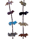 Native American Multicolor Stone Necklace With Animal Carvings & Thunderbird