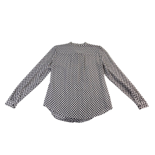 Ann Taylor Loft Womens White & Black Blouse Long Sleeve Floral Print Size XS