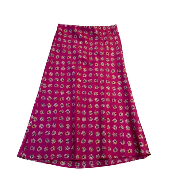 Loft Womens Pink Floral Print Midi Skirt Size XS