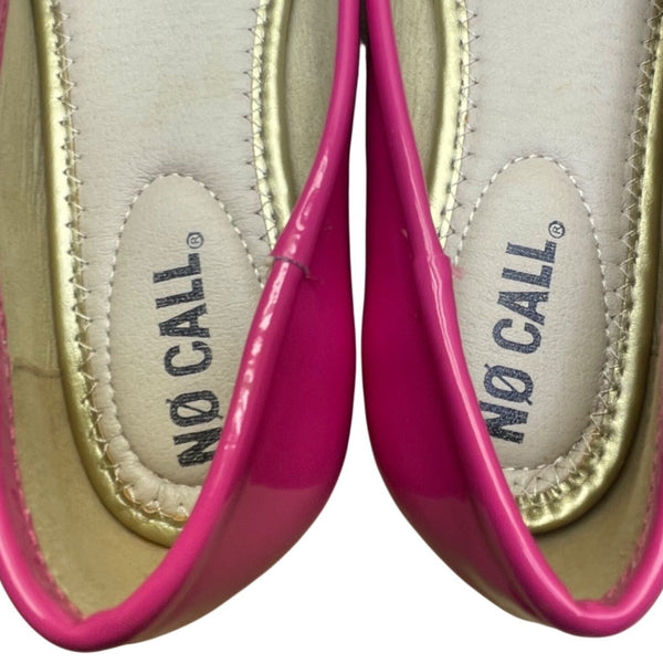 No Call Women’s Hot Pink Patent With Bow Slip-On Ballet Flats Size 7.5W