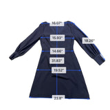 Ann Taylor Womens Navy Long Sleeve Midi Dress Zipper Waist Accents Size 6