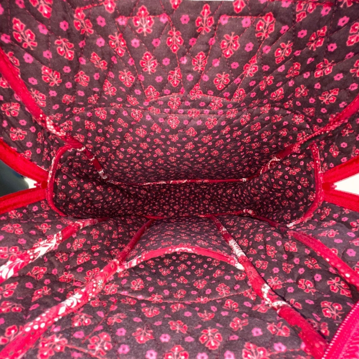 Vera Bradley Women’s Red Cotton Quilted Paisley Print Adjustable Straps Backpack