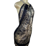 Forever Halter Neck Black & Gold Blouse With Chain Detail Paisley Size M - New