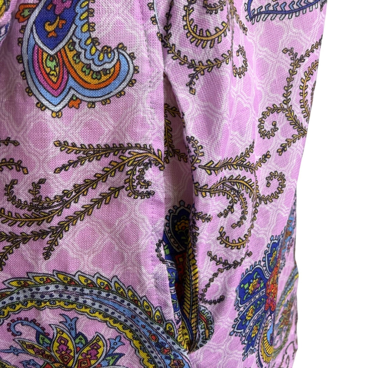 Hinson Wu Womens Pink Luxe Linen Paisley Tunic Shirt Dress Button Back Size M