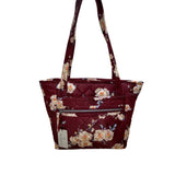 Vera Bradley Women’s Maroon Quilted Blooms & Branches Floral Print Vera Tote Bag