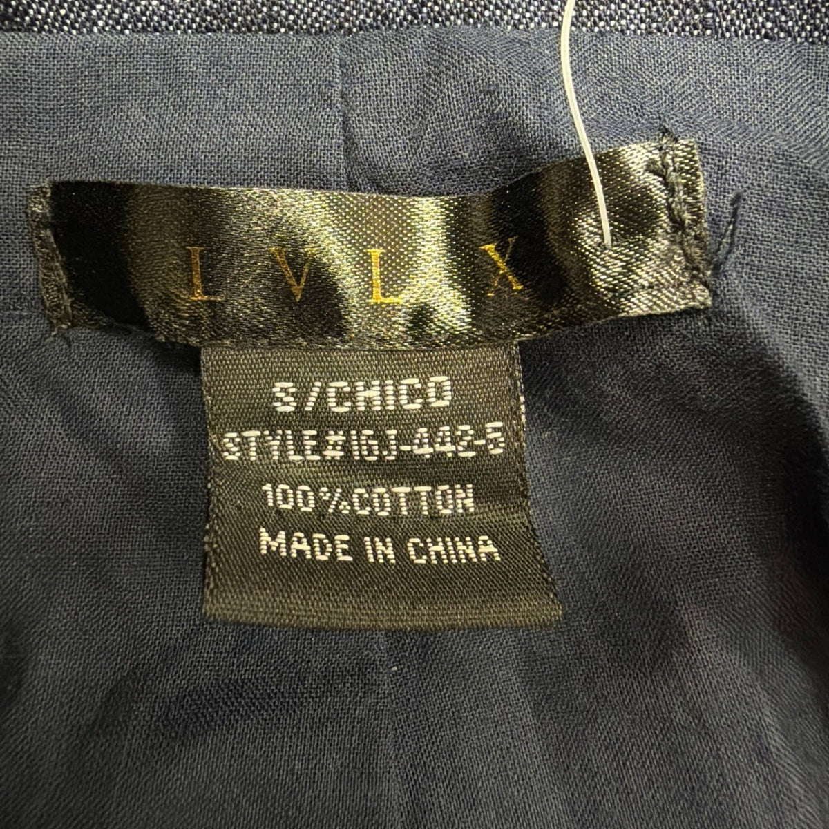 LVLX Womens Navy Blue Cotton Blazer Short Sleeve Fitted Button-Up Jacket Size S