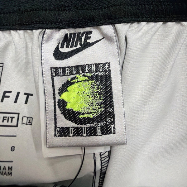 Nike Mens Grey Tennis Shorts With Neon Yellow Graphic Dri-Fit Standard Fit Sz L