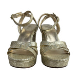 Naturalizer Gold Snake Skin Mallory Ankle Strap Platform Heel Sz 8W - New