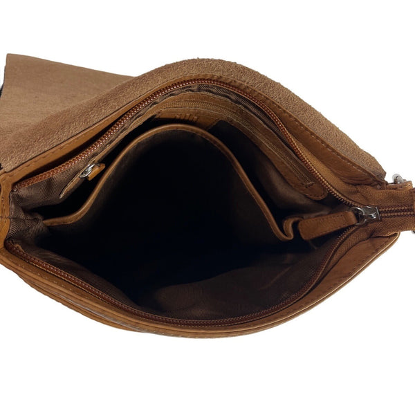 Ili New York Women's Brown Genuine Leather Adjustable Canada Crossbody Bag Sz S