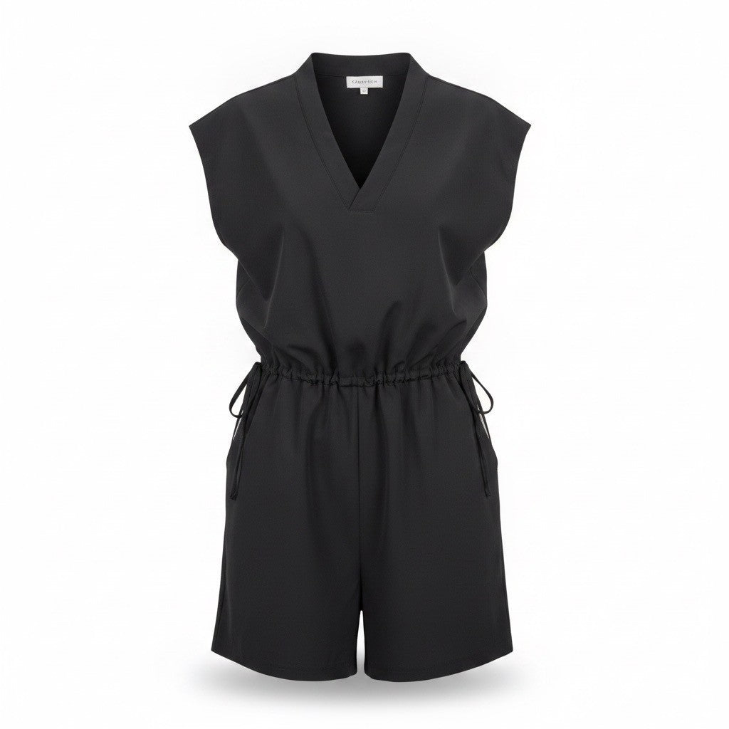 Calvin Klein Womens Black Sleeveless Romper With Drawstring Waist Size 4