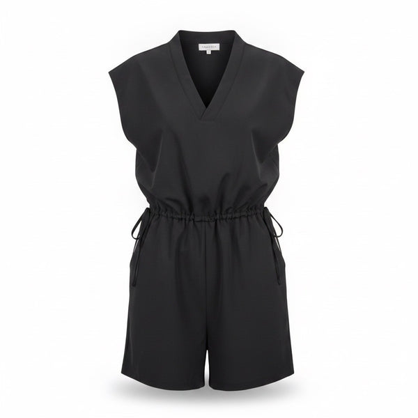 Calvin Klein Womens Black Sleeveless Romper With Drawstring Waist Size 4
