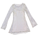 Show Me Your Mumu Womens White Mesh Iconic Long Sleeve Mini Dress Size L