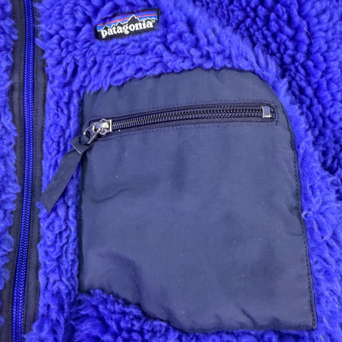 Retro Patagonia Mens Blue Sherpa Fleece Full-Zip Jacket Warm & Durable Size L