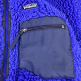 Retro Patagonia Mens Blue Sherpa Fleece Full-Zip Jacket Warm & Durable Size L