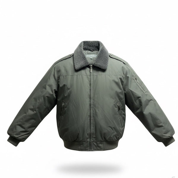 Perry Ellis Portfolio Mens Green Polyester Bomber Jacket Sherpa-Lined Collar Siz