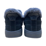 Orthofeet Men’s Black Leather With Faux Fur Lining Slip-On Slippers Size 12 Wide