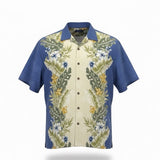 Tommy Bahama Mens Blue Yellow 100% Silk Hawaiian Button-Up Shirt Sz XXL