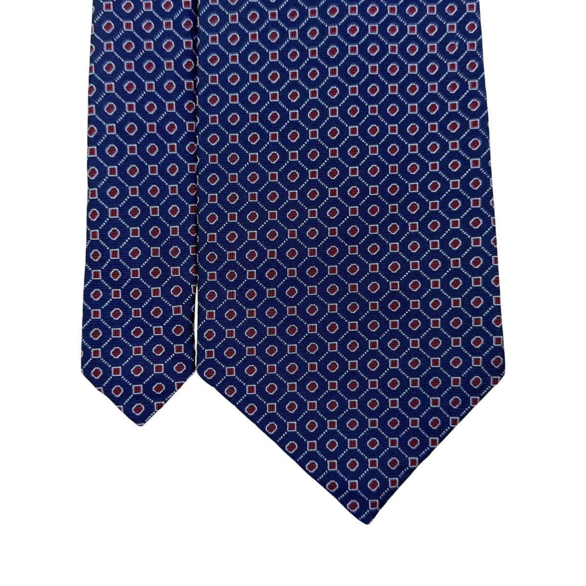 Lauren Ralph Lauren Mens Blue Red Silk Geometric Patterned Tie