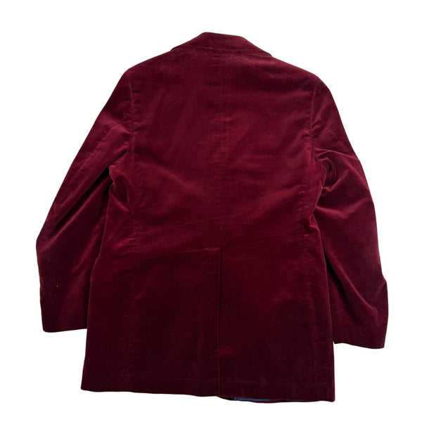 John Weitz Lord & Taylor Mens Red Velvet Luxury Blazer 2 Gold Button  Sz 41R