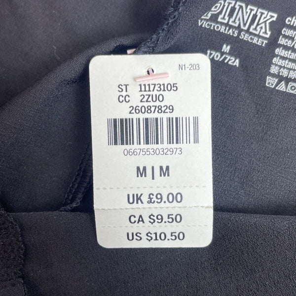 Pink Lace-Trim Cheekster Black Womens Underwear Size M- NEW