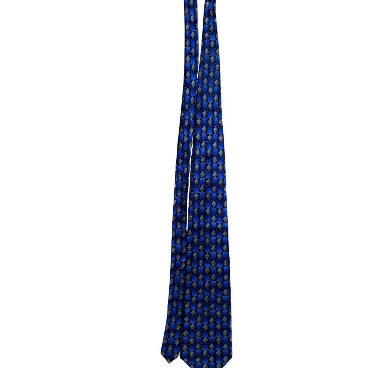 Stonehenge Men’s Blue & Gray 100% Silk Geometric Diamond Pattern Neck Tie