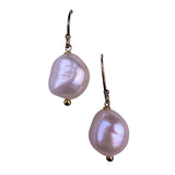 Gold Tone Womens Baroque Pearl 925 Sterling Silver Hook Drop Earrings Handmade