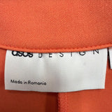 Asos Womens Orange Polyester Blazer Double Breasted Long Sleeve Size US 6