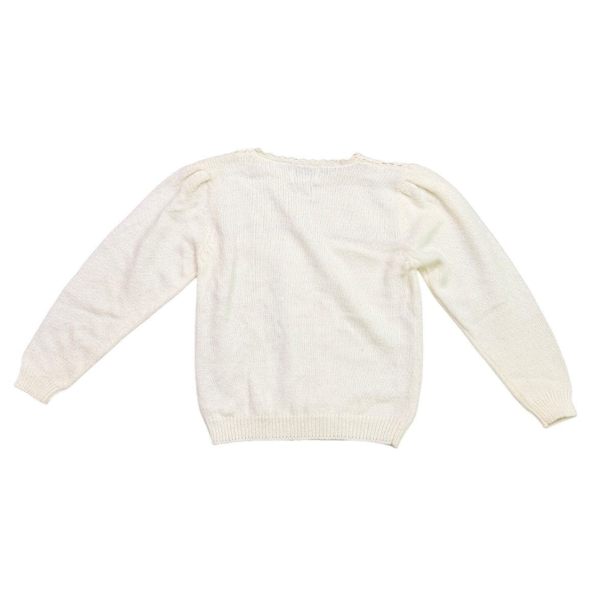 Marnie West Womens Ivory Yoke Long Sleeve Sweater Small Made In Hong Kong