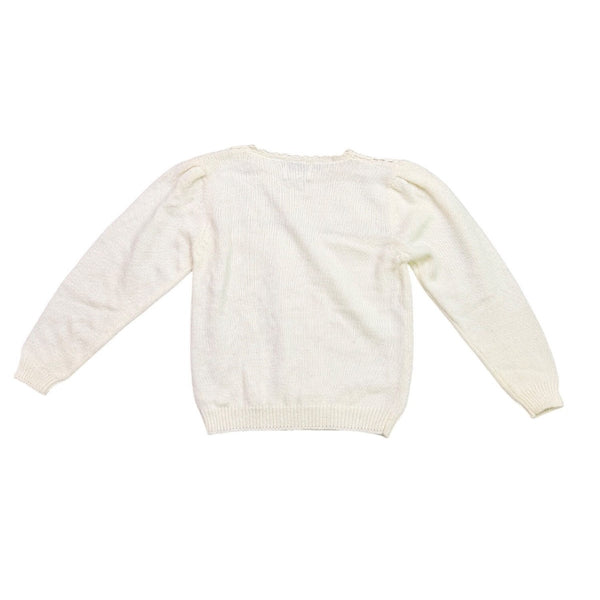 Marnie West Womens Ivory Yoke Long Sleeve Sweater Small Made In Hong Kong