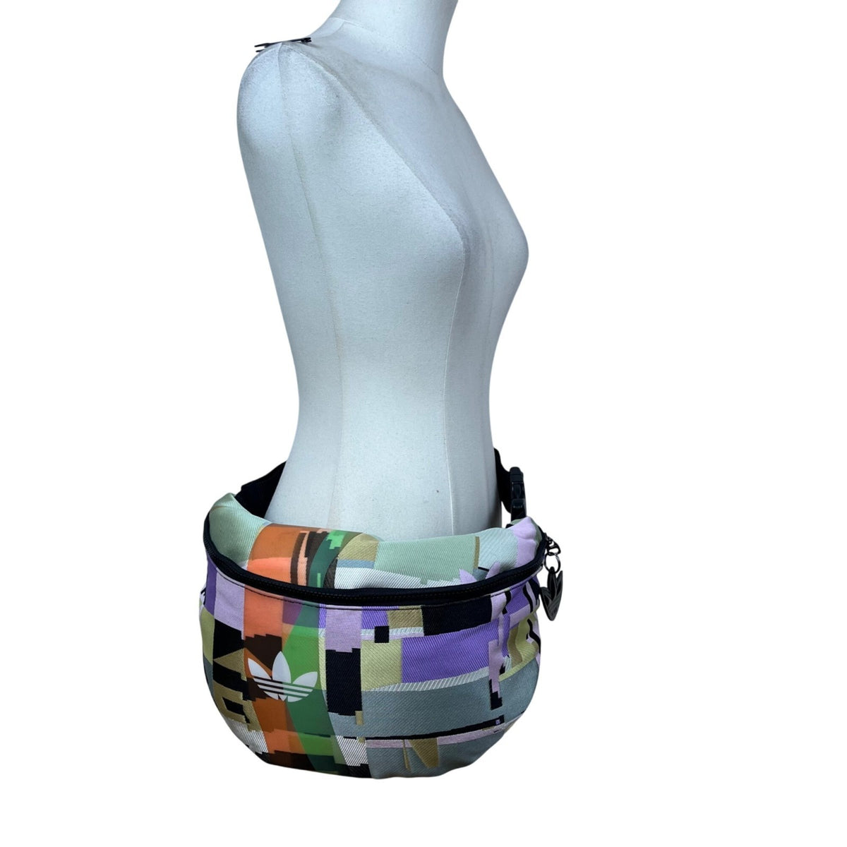 Adidas Unisex Multi-Color Patchwork Adjustable Strap Trefoil Logo Waist Bag