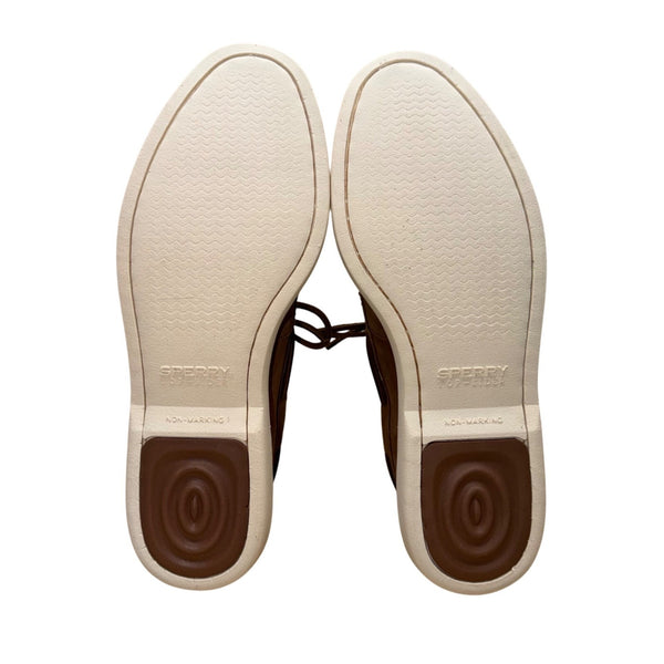 Sperry Men’s Brown Suede Slip-On Plushwave Stitched Moc Toe Boat Shoes Size 10