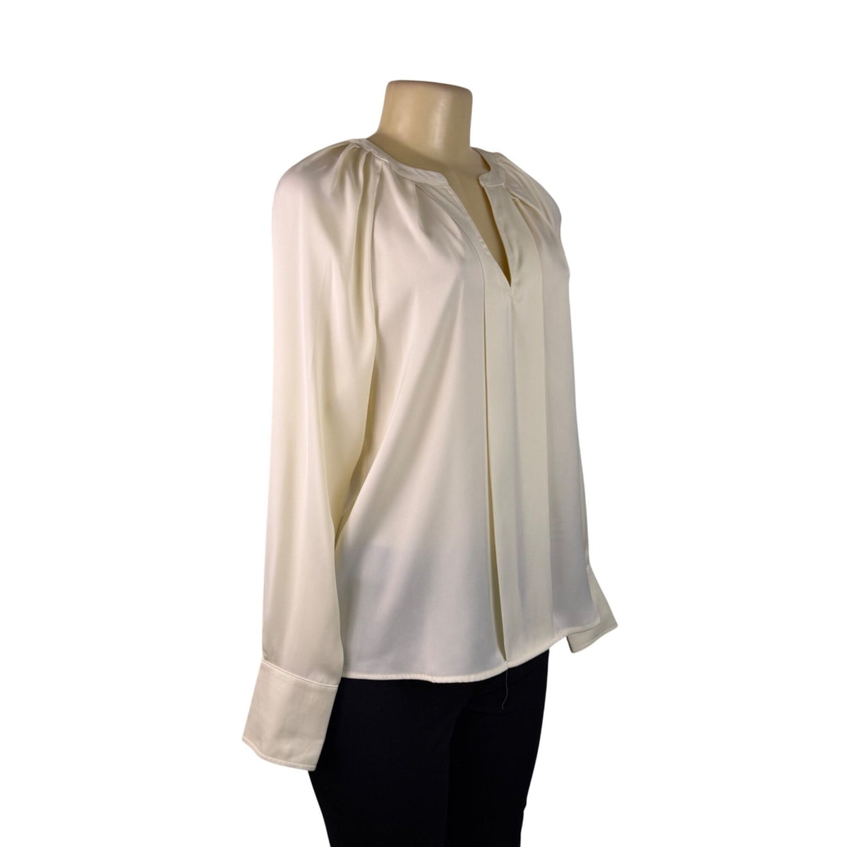 Michael Kors Womens Bone Pleated Long Sleeve Blouse Elegant Chic Sz M