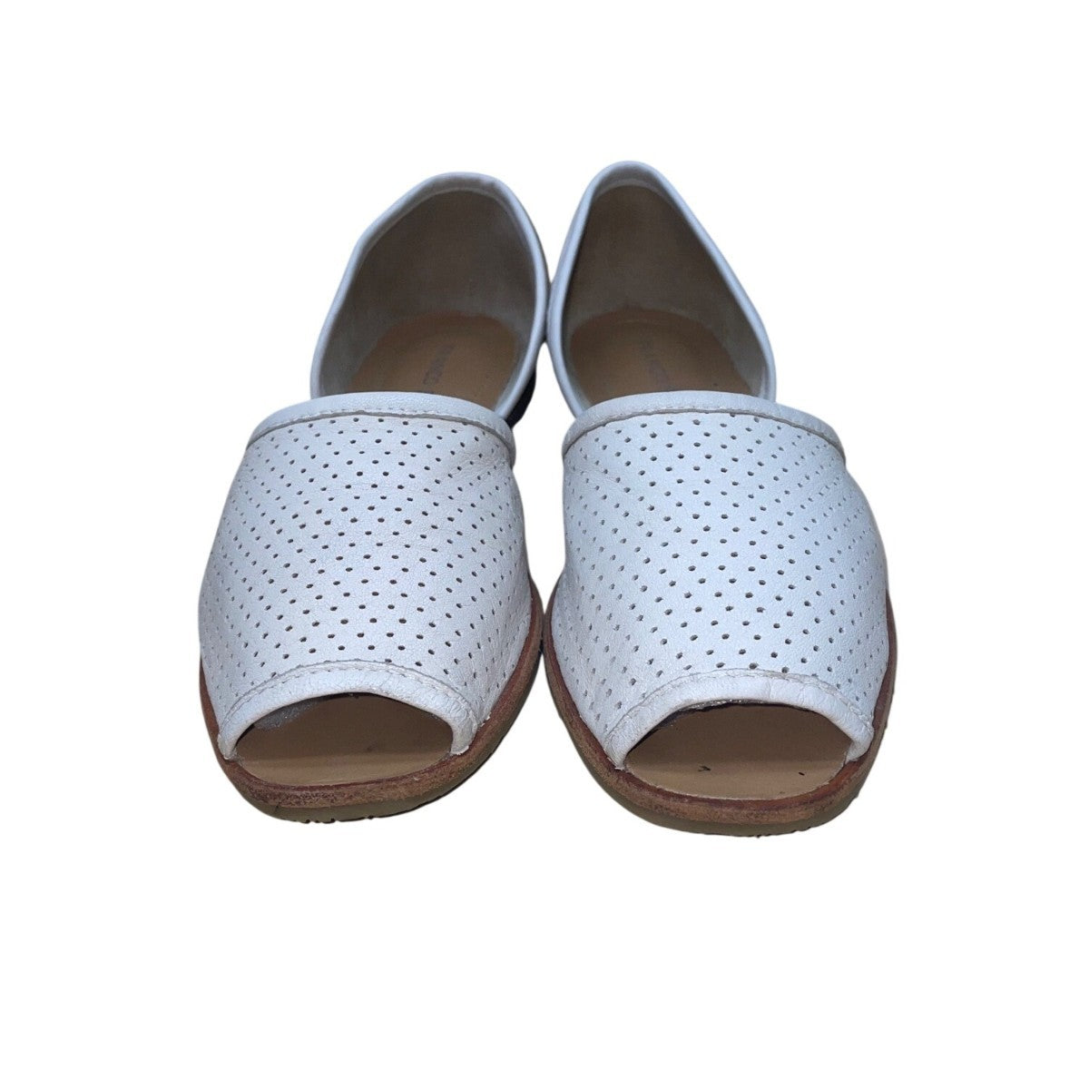 Franco Sarto Women’s White Perforated Leather Open-Toe DOrsay Flats Size 7M