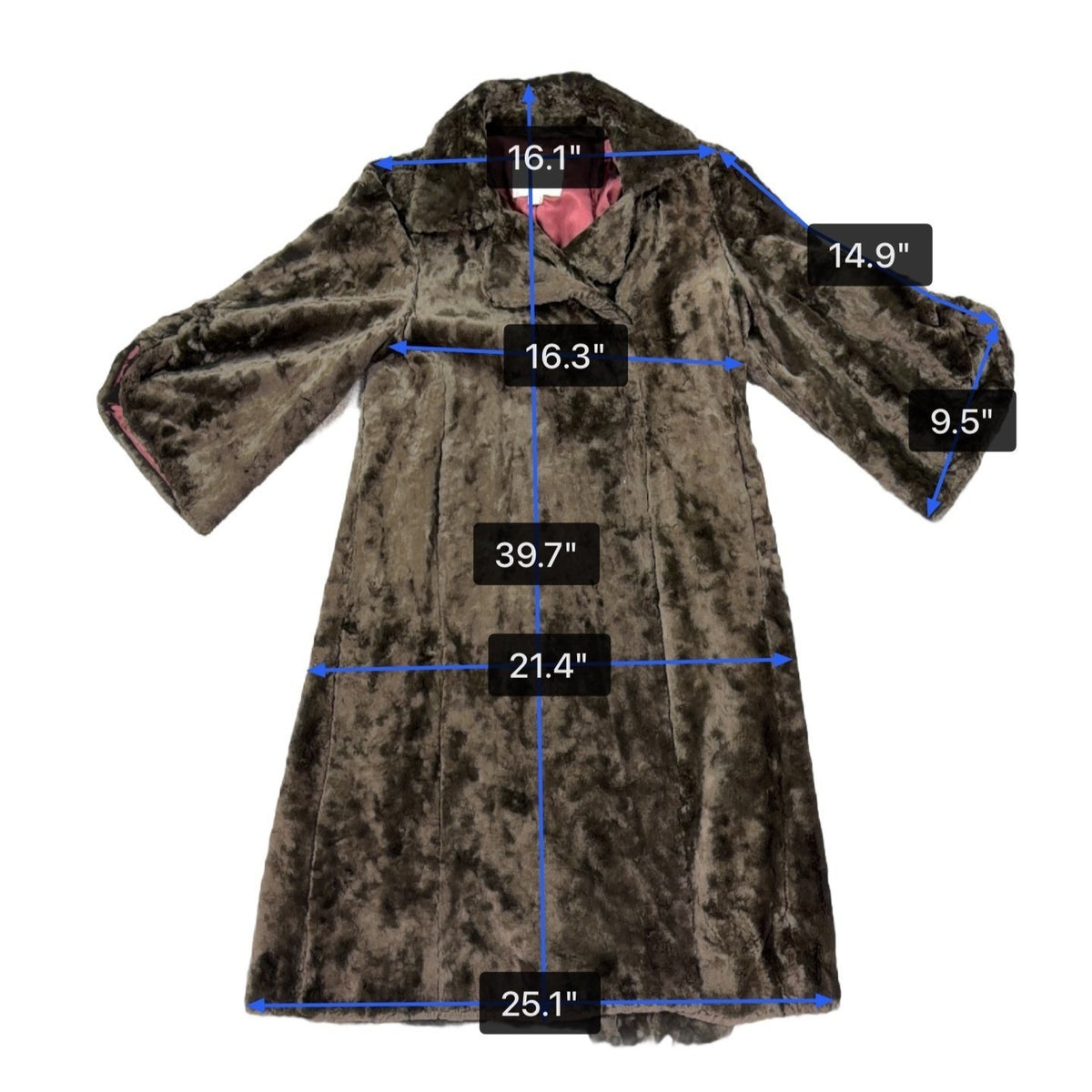 Rebecca Taylor Womens Brown Faux Fur Coat With Satin Lining Winter Luxury Size 4